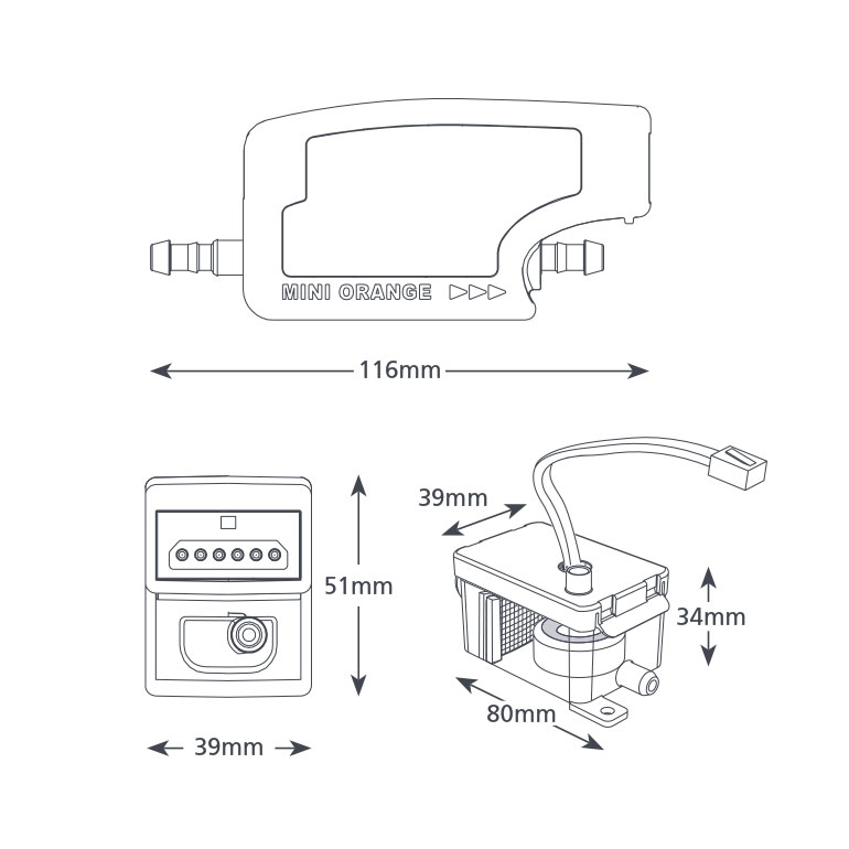 Mini Orange® dimensions