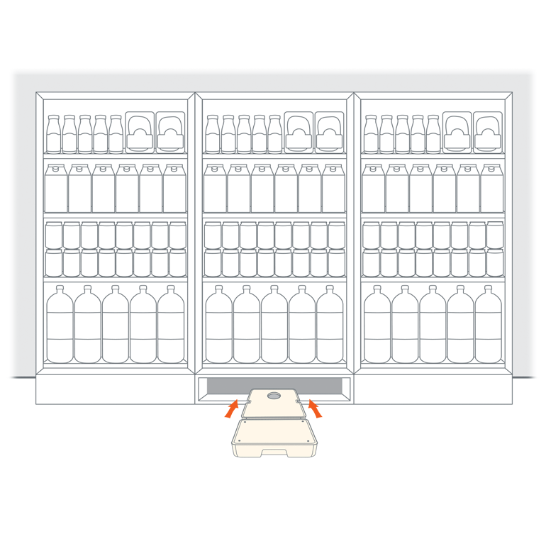 Installation pour pompes pour vitrines réfrigérées 