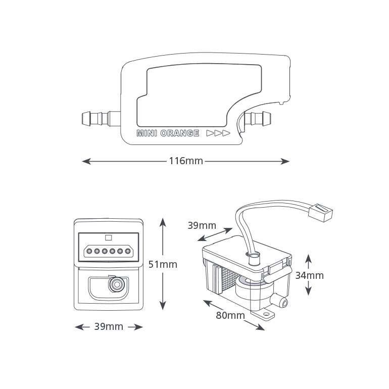 Silent+ Mini Orange® dimensiones