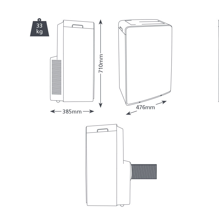 R290 Portable Air Conditioning Unit dimensions